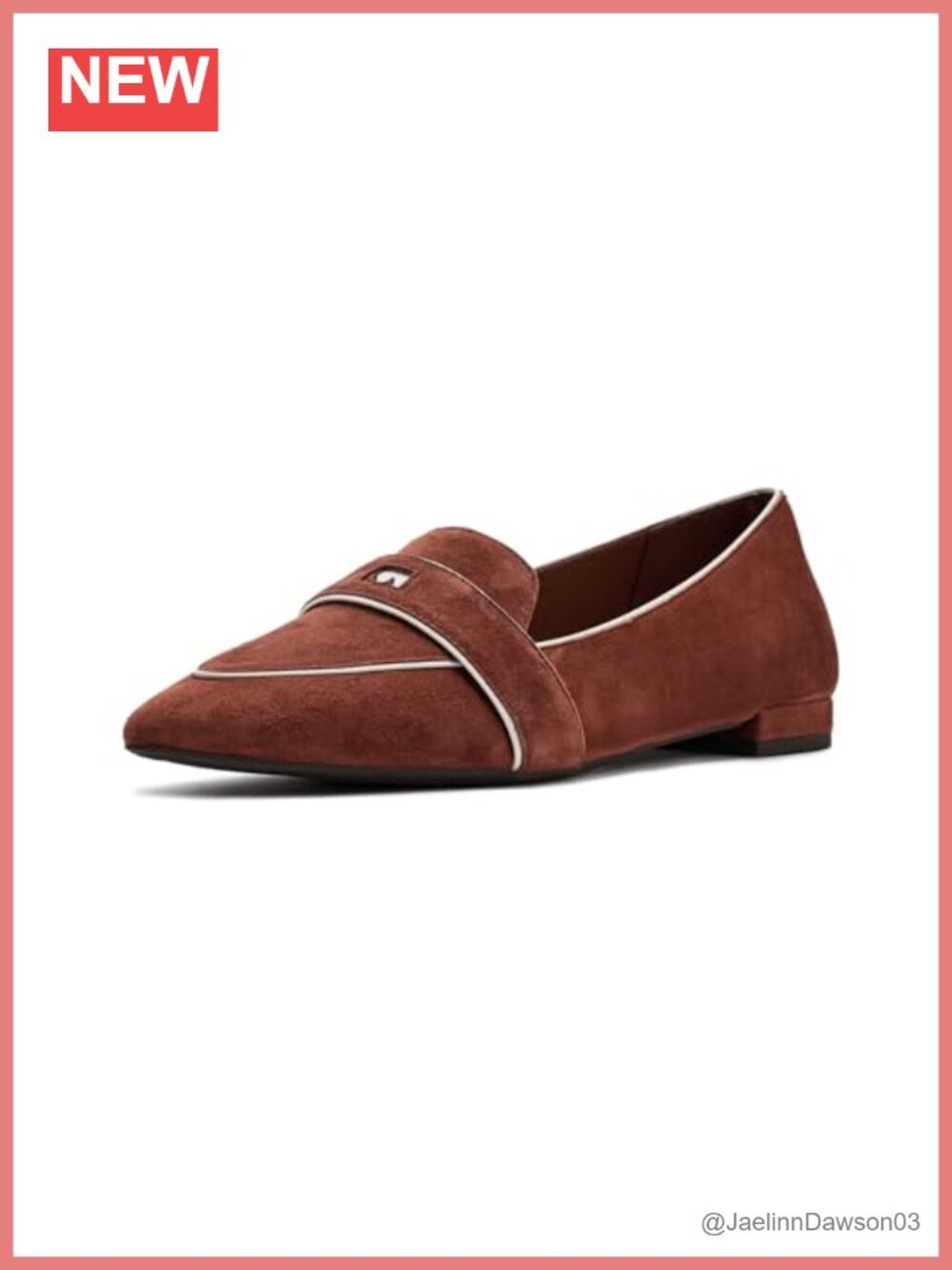 Suede Slip-On Loafers with Block Heel - Round Toe